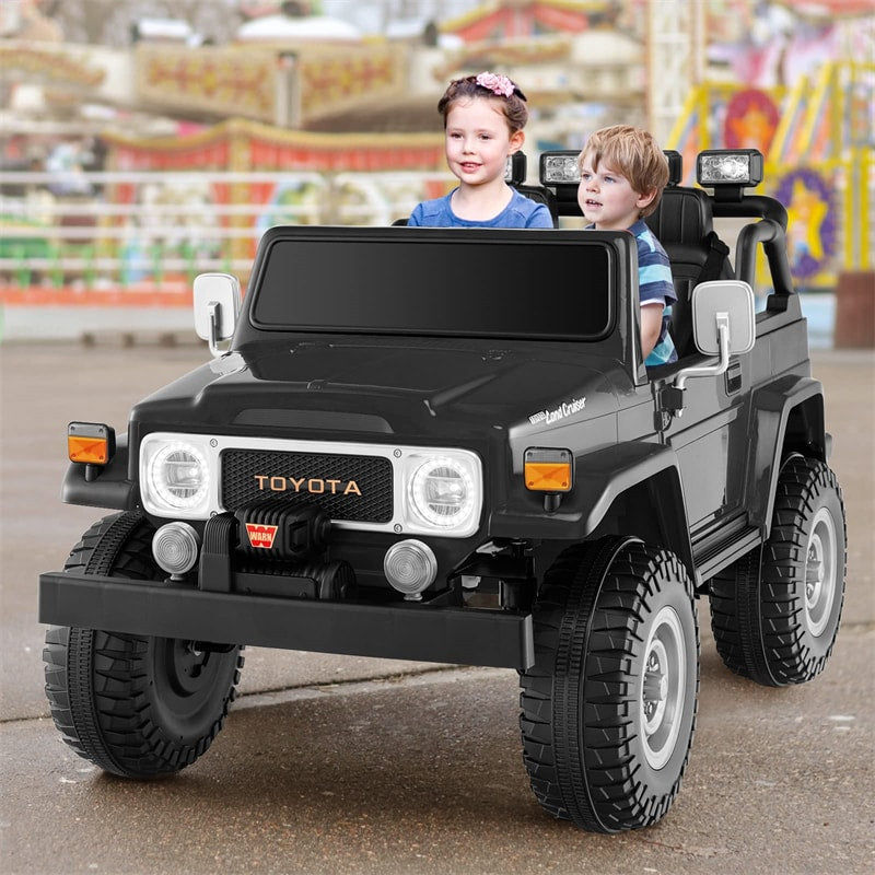 2-Seater Ride on Car Truck 12V Toyota FJ40 Kids Electric Vehicle with Remote Control Laser Lights Storage Music