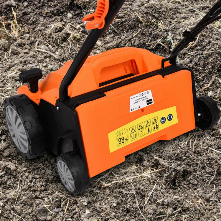 13 Inch 12 Amp 3-Position Depth Electric Scarifier with Safety Lock and Removable Blades