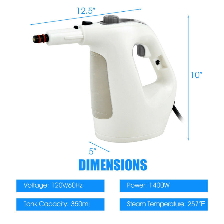 1400W Multipurpose Pressurized Steam Cleaner with 17 Pieces Accessories and Child Lock