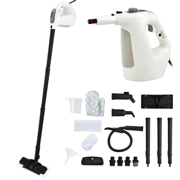 1400W Multipurpose Pressurized Steam Cleaner with 17 Pieces Accessories and Child Lock