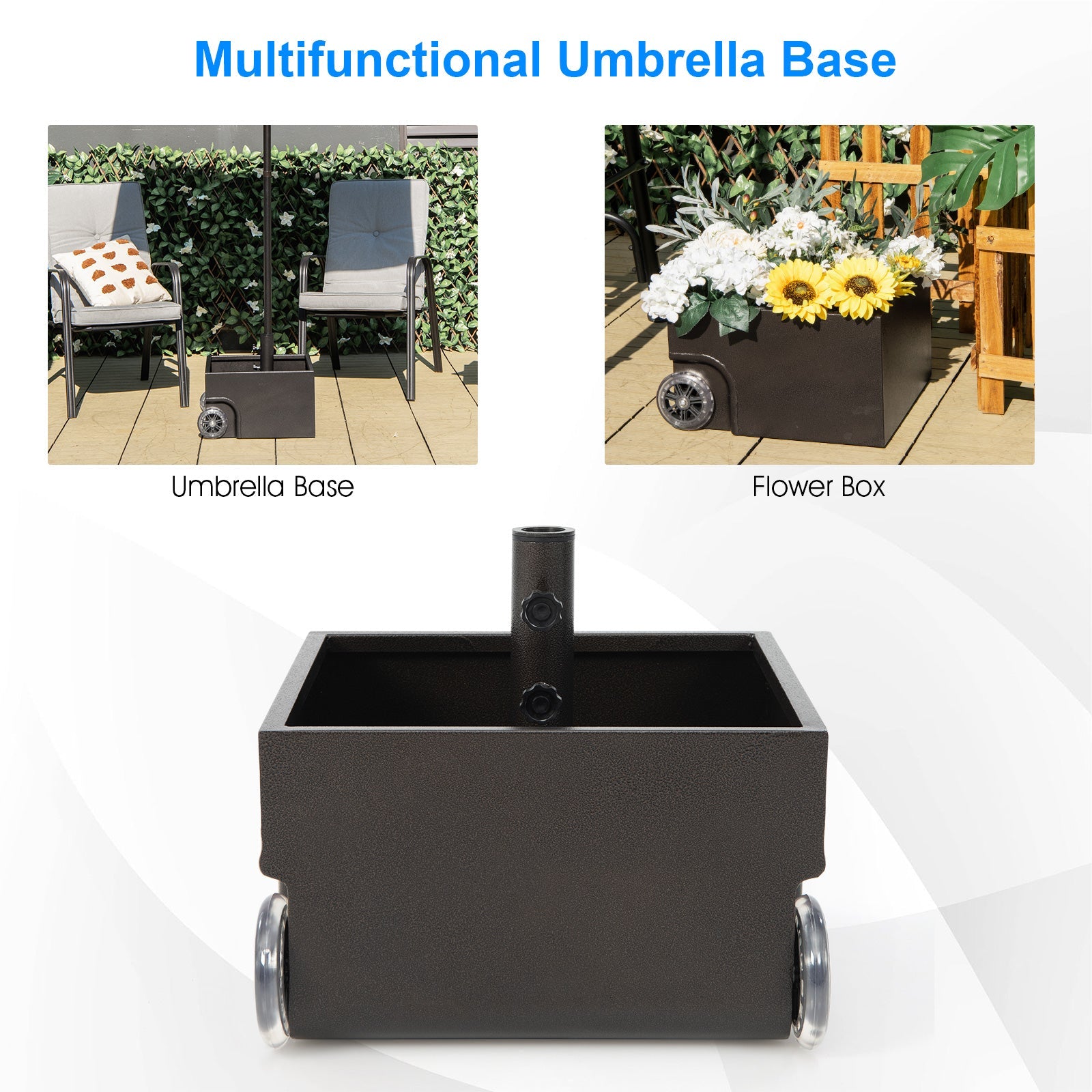 150 Pounds Patio Umbrella Base Stand with Wheels Planter for Garden