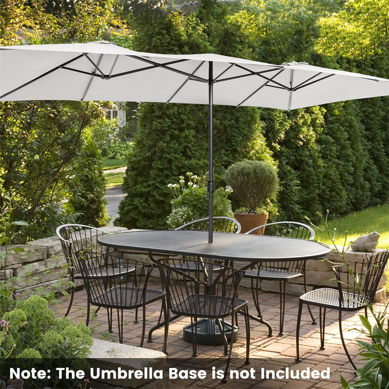 15FT Double-Sided Patio Market Umbrella Large Outdoor Twin Umbrella with Crank Handle & Vented Tops for Poolside Deck Lawn Garden