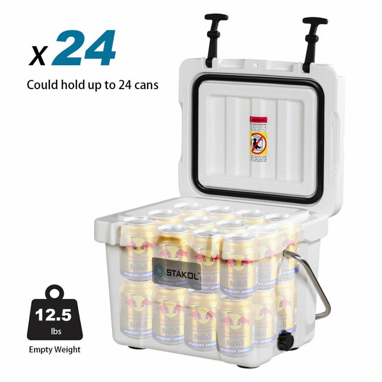 16 Quart 24-Can Capacity Portable Insulated Ice Cooler with 2 Cup Holders for Outdoor Camping