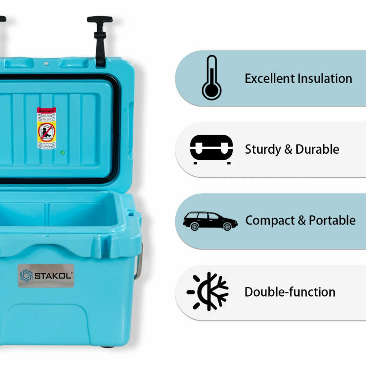 16 Quart 24-Can Capacity Portable Insulated Ice Cooler with 2 Cup Holders for Outdoor Camping