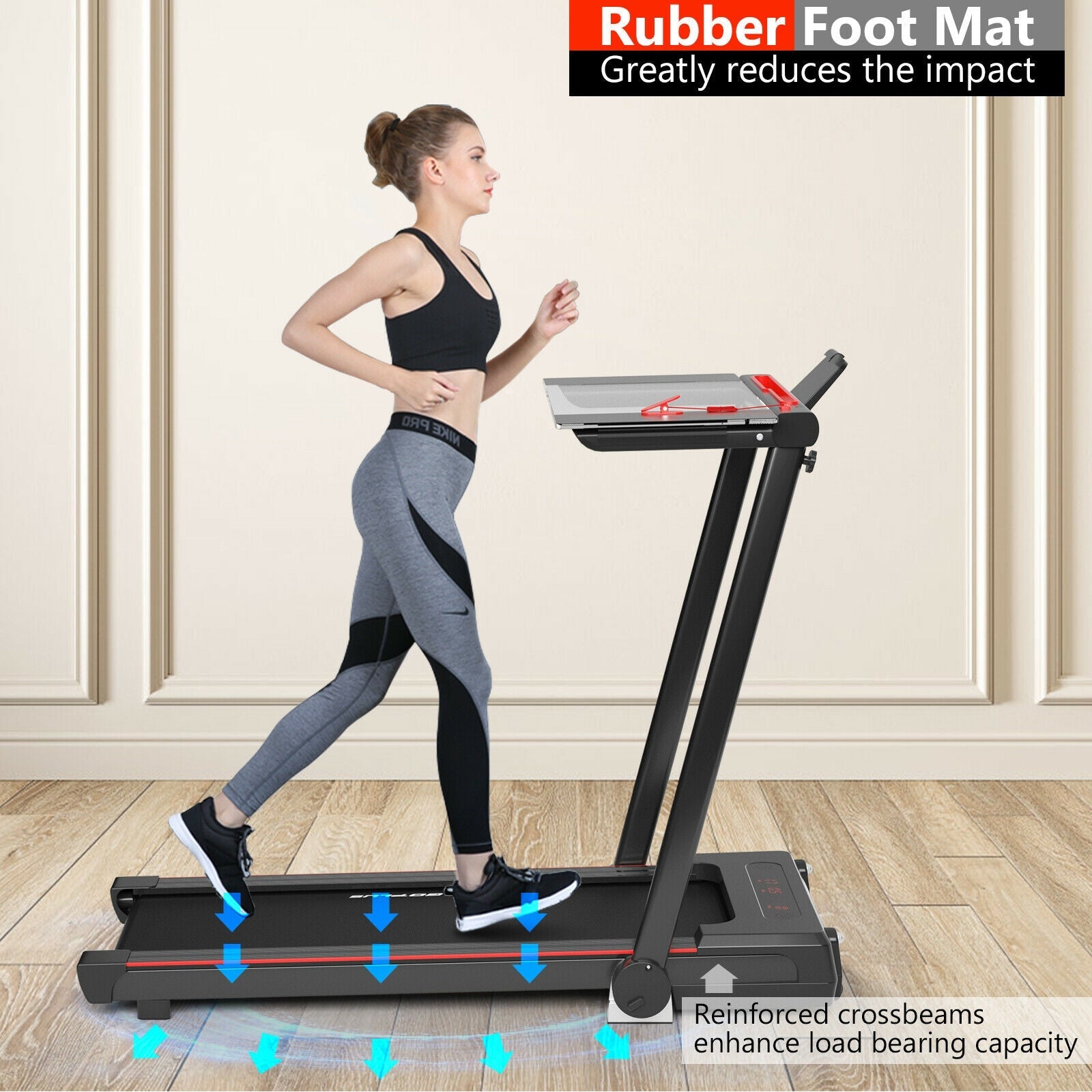 3-in-1 Folding Under Desk Treadmill with Large Desk and LCD Display