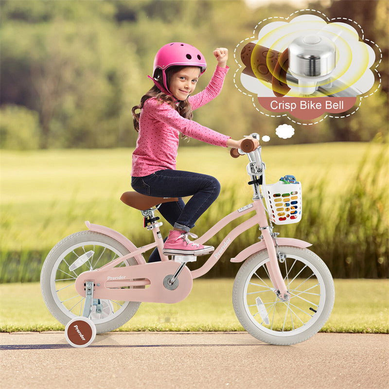 16" Kids Bike Toddler Bicycle Girls Boys Bike for 3-8 Years Old with Training Wheels Adjustable Seat Removable Basket