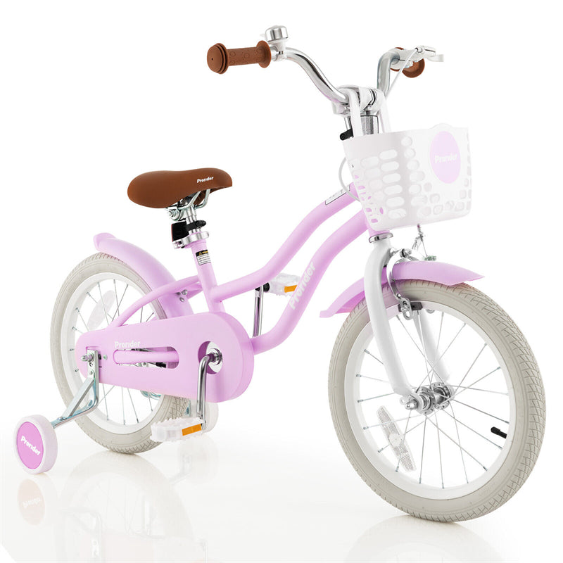 16" Kids Bike Toddler Bicycle Girls Boys Bike for 3-8 Years Old with Training Wheels Adjustable Seat Removable Basket