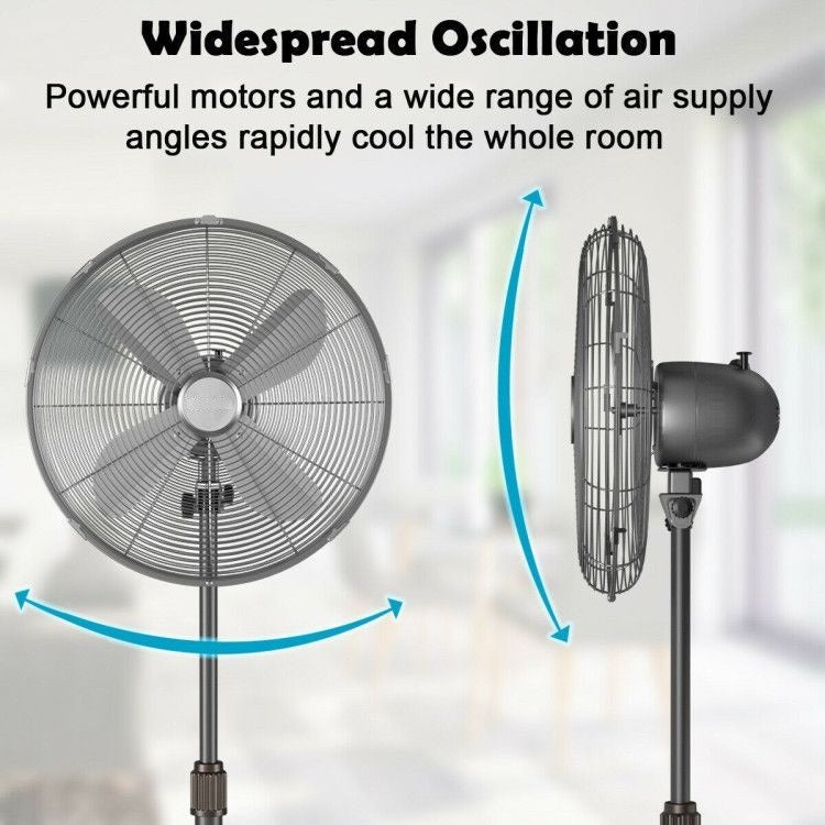18-Inch Metal Adjustable Height Oscillating Pedestal Fan with 3 Wind Speeds