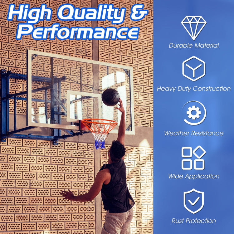 18 Inch Wall Mounted Replacement Basketball Rim with Net