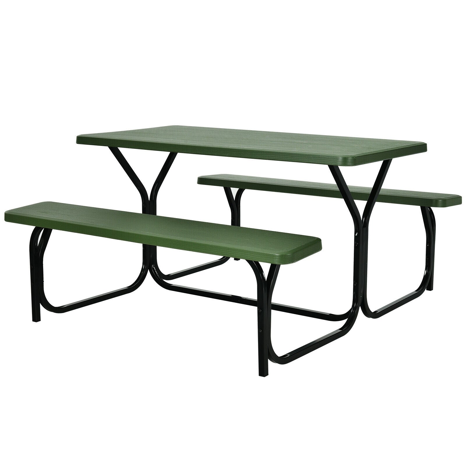 HDPE Outdoor Picnic Table Bench Set with Metal Base for Camping