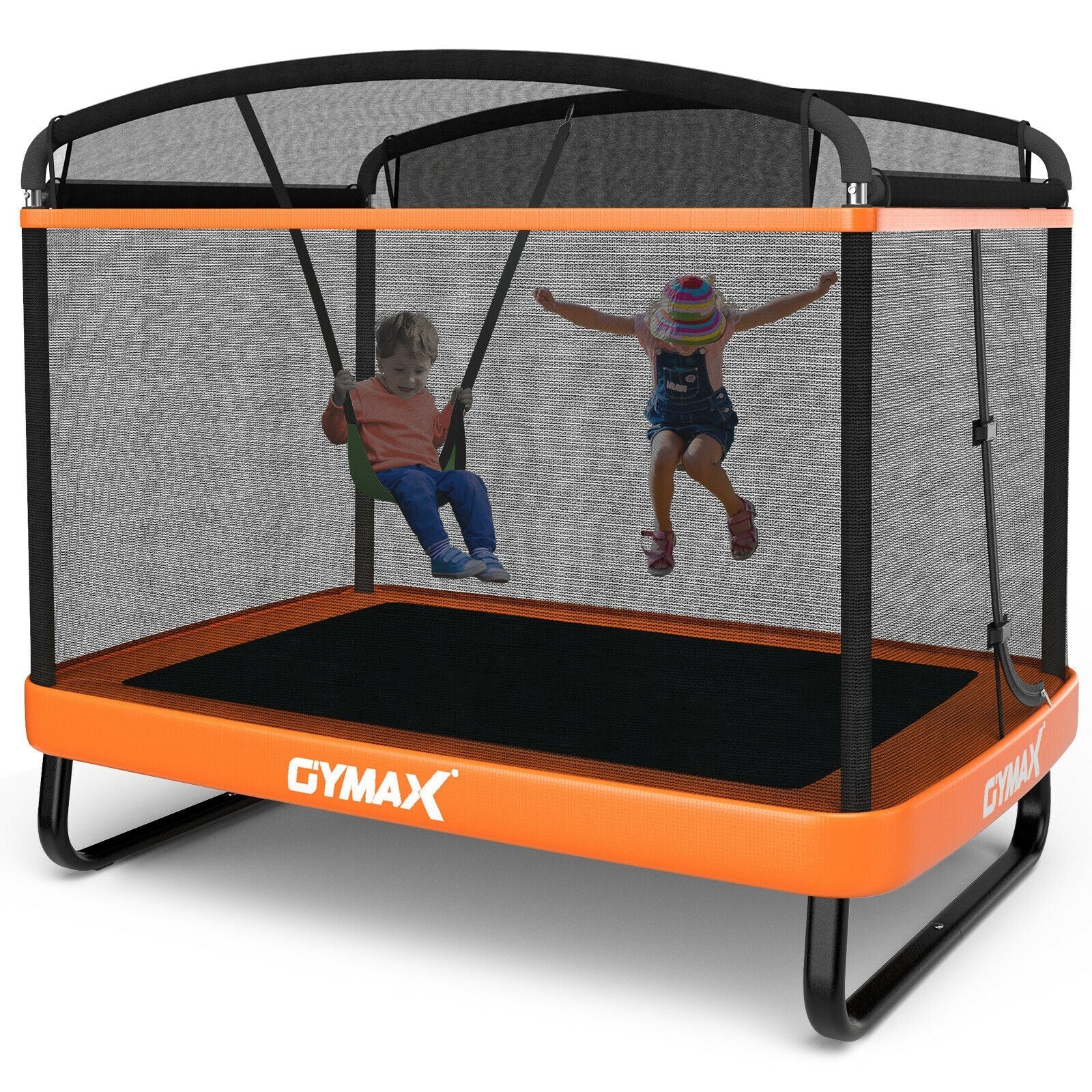 6 Feet Kids Entertaining Trampoline with Swing Safety Fence