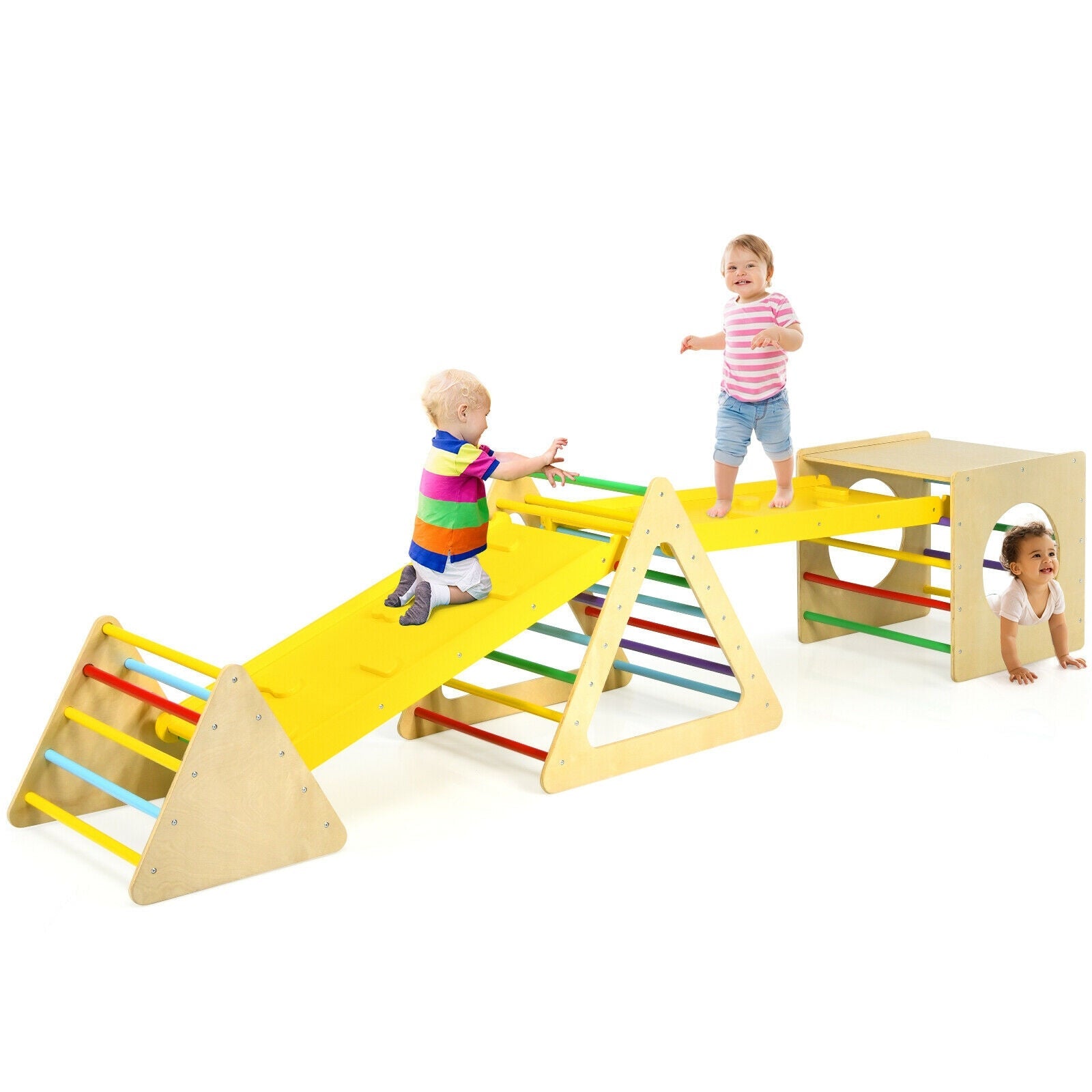 5 in 1 Toddling Kids Climbing Triangle and Cube Playing Set