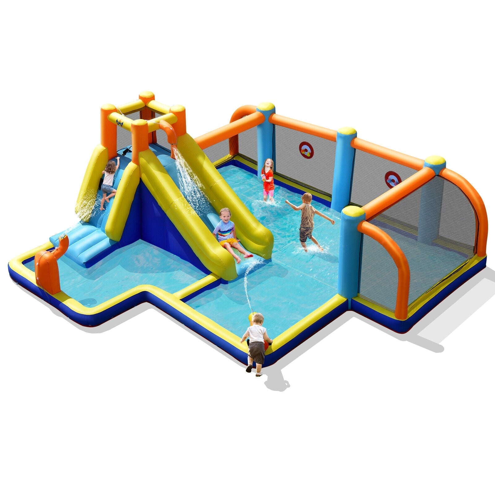 Soccer Inflatable Water Slide & Bounce Castle with Splash Pool without Blower