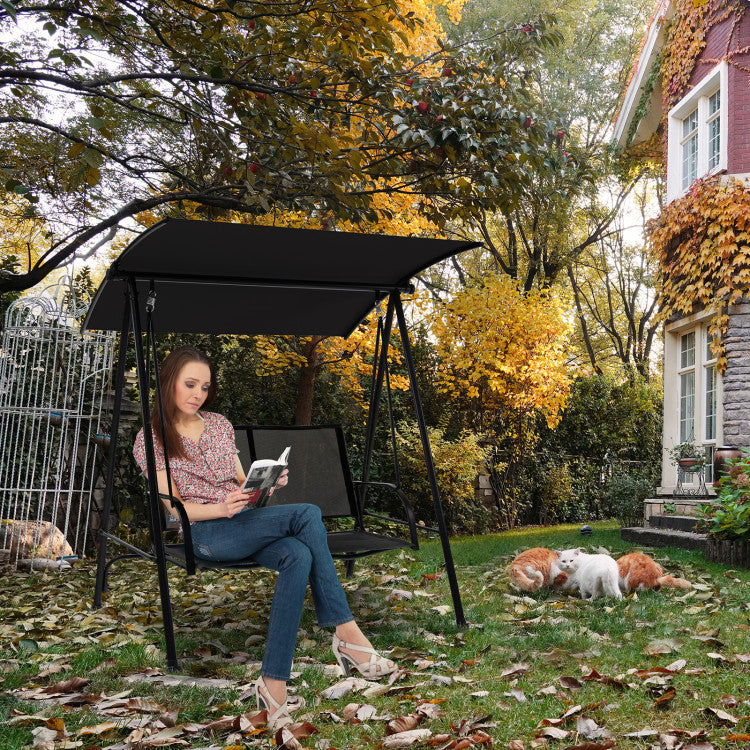 2-Seat Outdoor Patio Backyard Swing Chair with Canopy