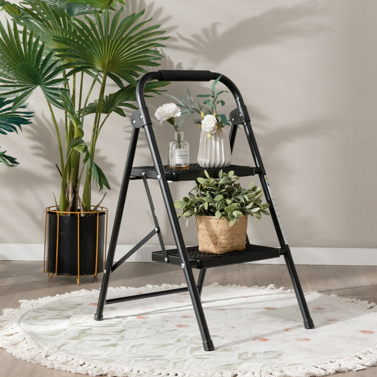 2-Step/3-Step Ladder with Wide Anti-Slip Pedal for Home and Garden