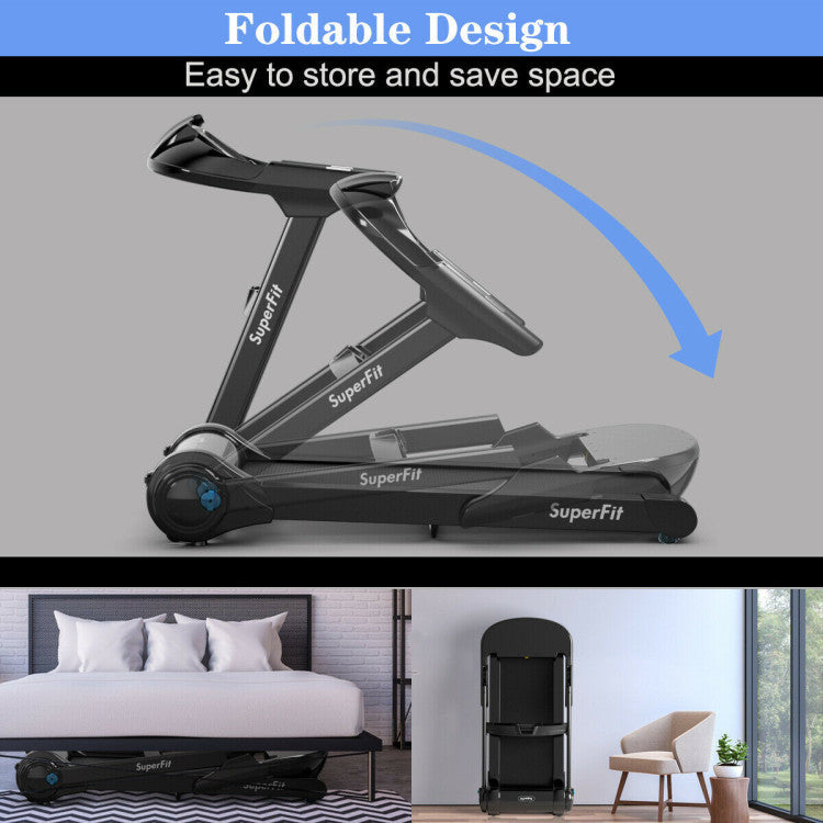 2.25HP Folding Treadmill with Bluetooth Speaker and LED Display