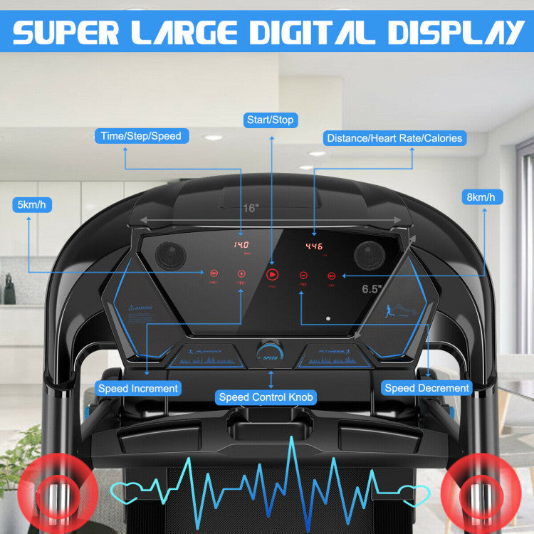 2.25HP Folding Treadmill with Bluetooth Speaker and LED Display