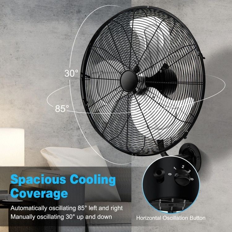 21-Inch 3 Speed Adjustable Wall Mount Industrial Fan with ETL Certification