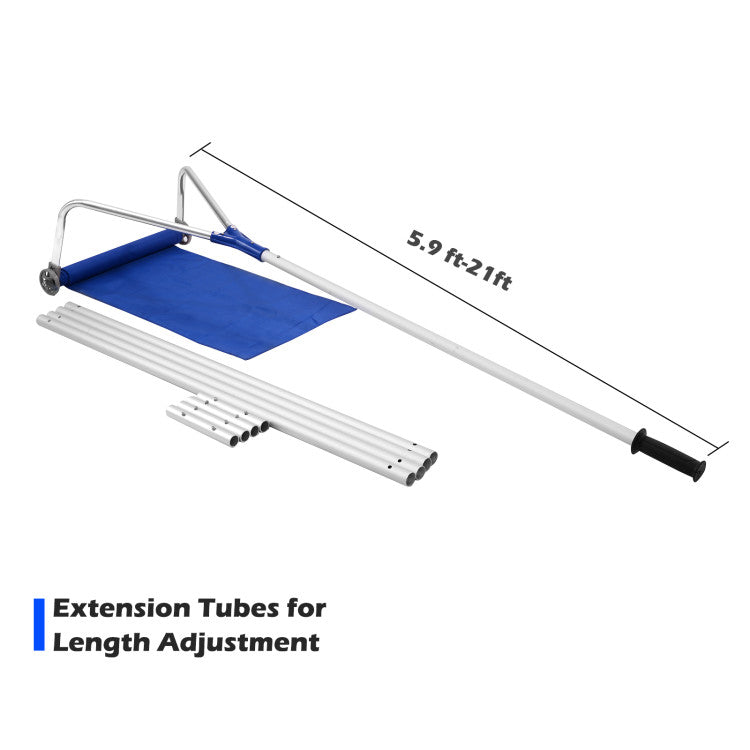 21 Feet Adjustable Aluminium Roof Snow Removal Rake with Wheels and Oxford Slide