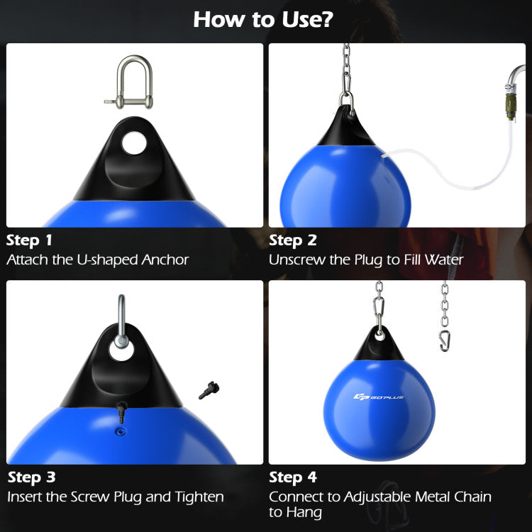 21 Inch Water Punching Bag with Adjustable Metal Chain and Accessories