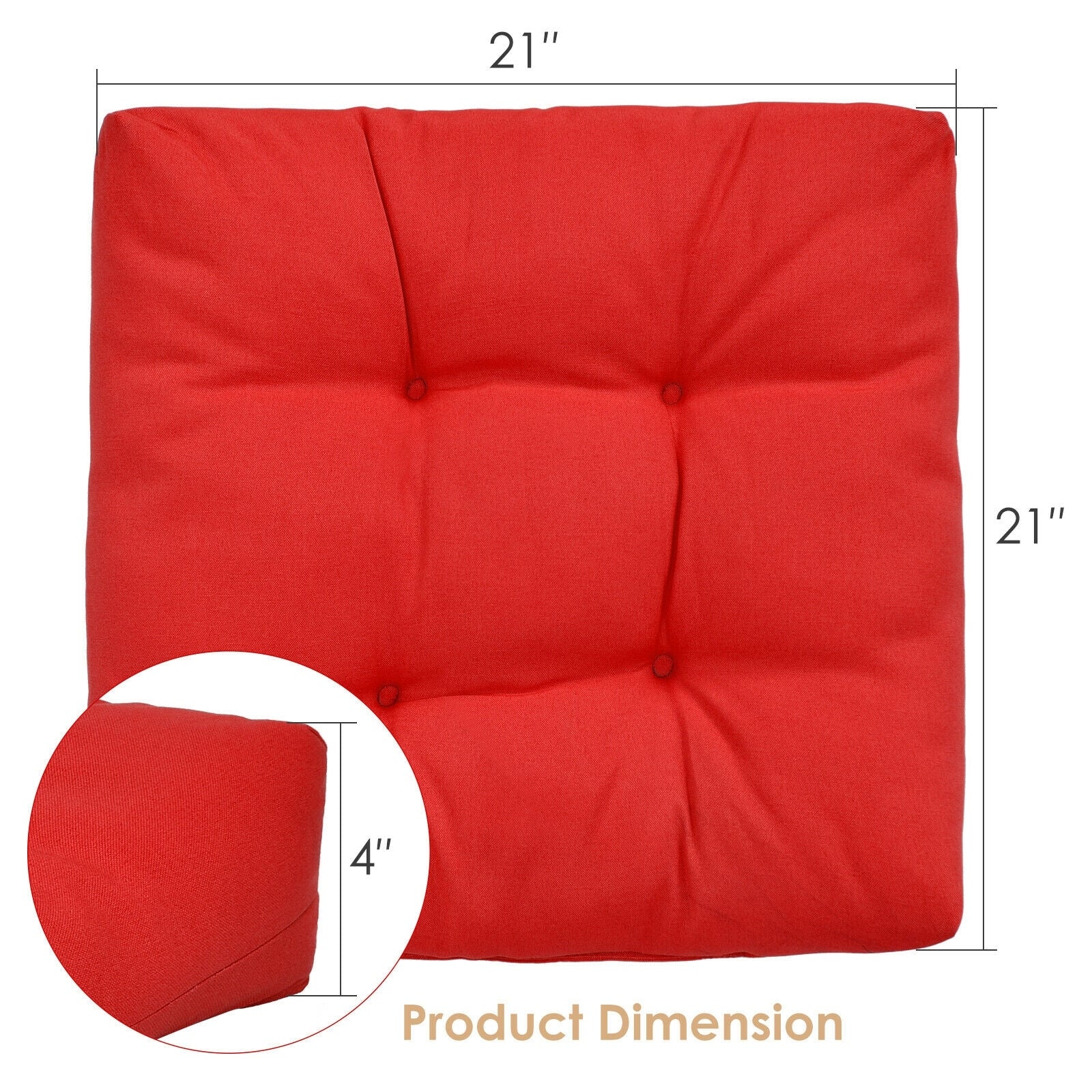 21" x 21" Patio Chair Seat Cushion for Indoor and Outdoor