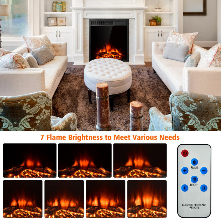 22.5 Inch Electric Fireplace Insert Freestanding & Recessed Heater with Remote Control