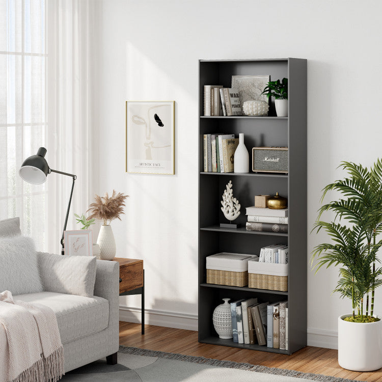 5-Tier Versatile Wooden Bookcase for Home and Office