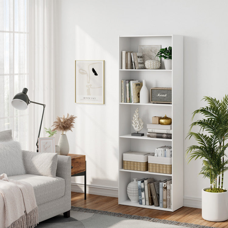 5-Tier Versatile Wooden Bookcase for Home and Office