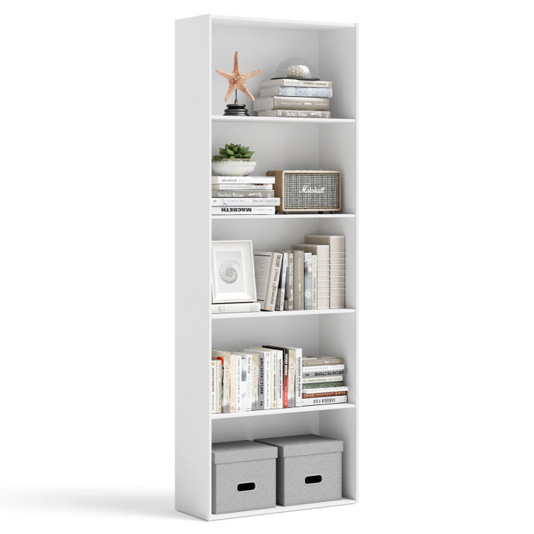 5-Tier Versatile Wooden Bookcase for Home and Office