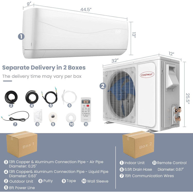 23000 BTU 18.5 SEER2 208-230V Ductless Mini Split Air Conditioner and Heater with Self-Cleaning