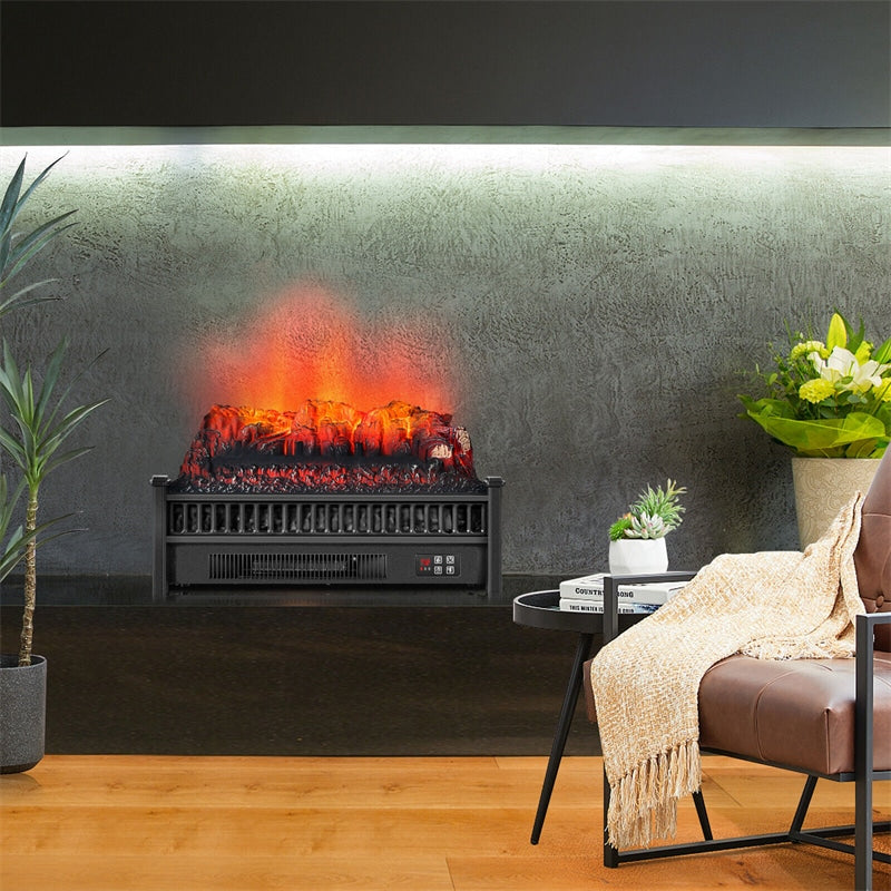 23” Electric Fireplace Log Heater 1400W Fireplace Insert with Remote Control & Realistic Ember Bed