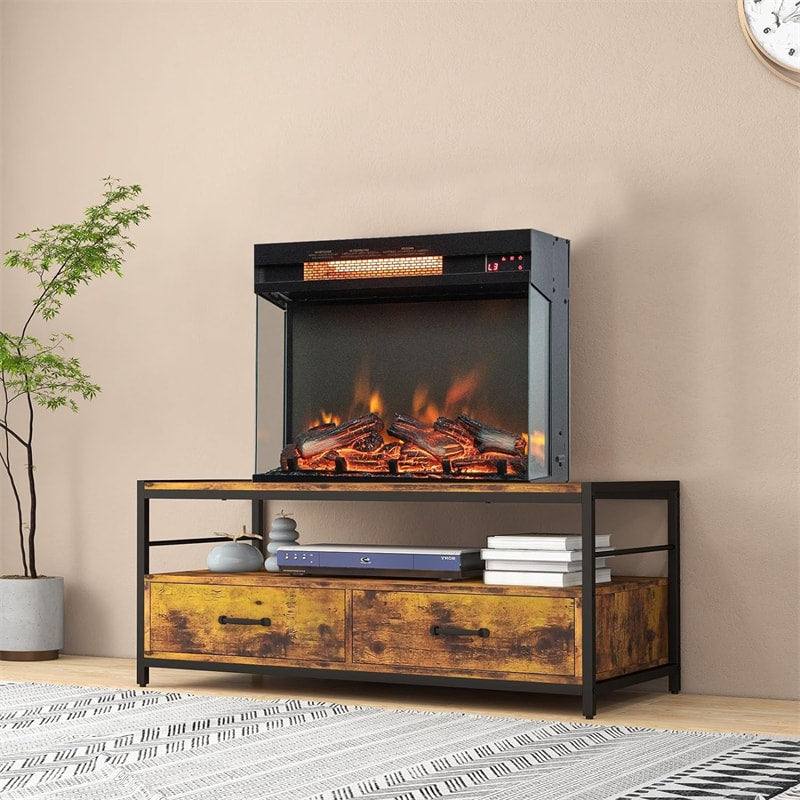 23" 3-Sided Electric Fireplace Insert 1500W Fireplace Heater with Remote Control, Overheat Protection & Thermostat