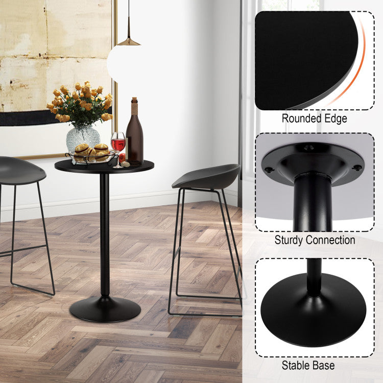 24-Inch Modern Round Cocktail Table Coffee Table with Metal Base and MDF Top
