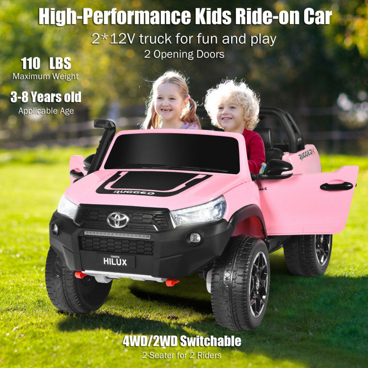 24V Licensed Toyota Hilux   Kid 2-Seater Ride-On Truck Car 4WD with Remote
