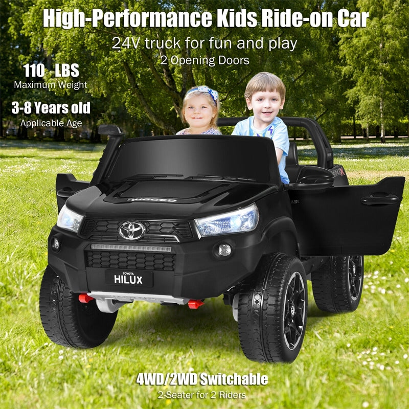 2x12V Toyota Hilux Kids Ride On Truck Car 2-Seater 4WD Car with Remote Control