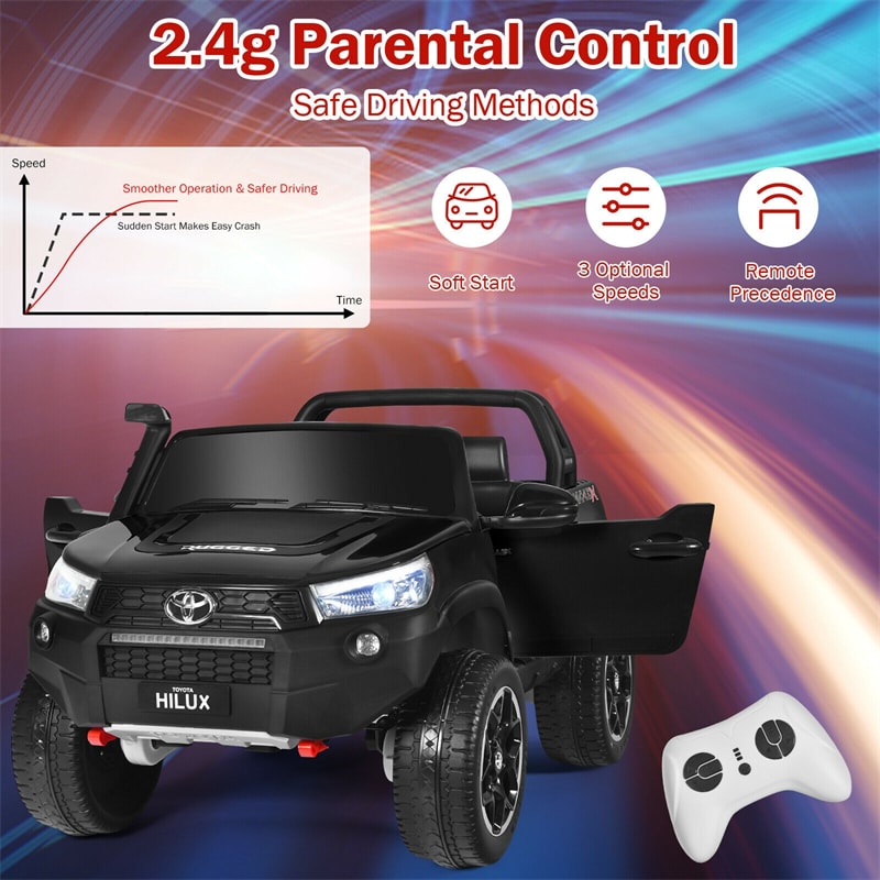 2x12V Toyota Hilux Kids Ride On Truck Car 2-Seater 4WD Car with Remote Control