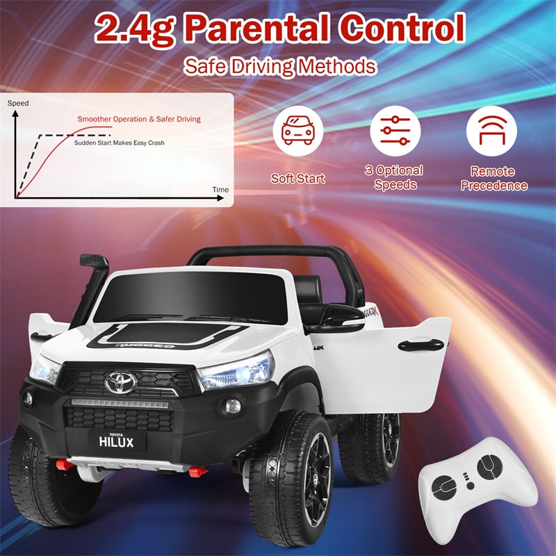 2x12V Toyota Hilux Kids Ride On Truck Car 2-Seater 4WD Car with Remote Control