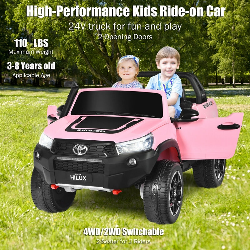 2x12V Toyota Hilux Kids Ride On Truck Car 2-Seater 4WD Car with Remote Control