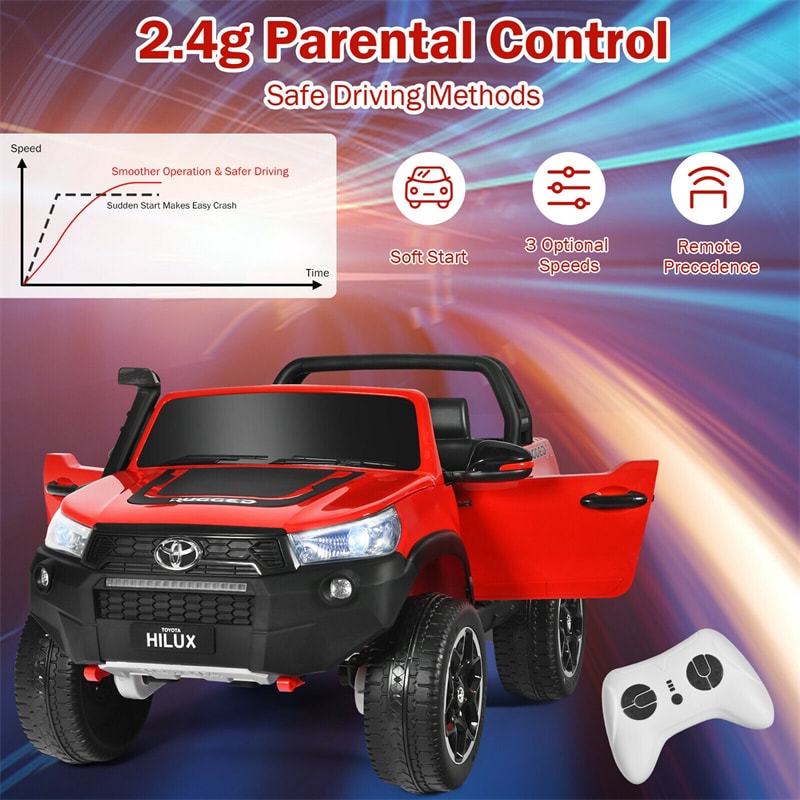 2x12V Toyota Hilux Kids Ride On Truck Car 2-Seater 4WD Car with Remote Control