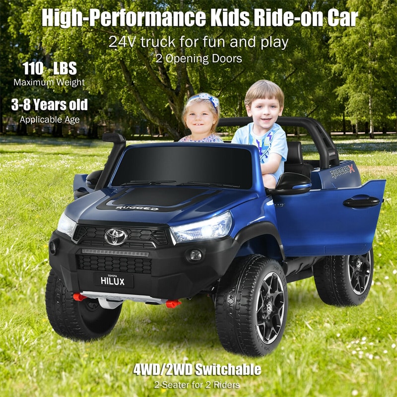 2x12V Toyota Hilux Kids Ride On Truck Car 2-Seater 4WD Car with Remote Control