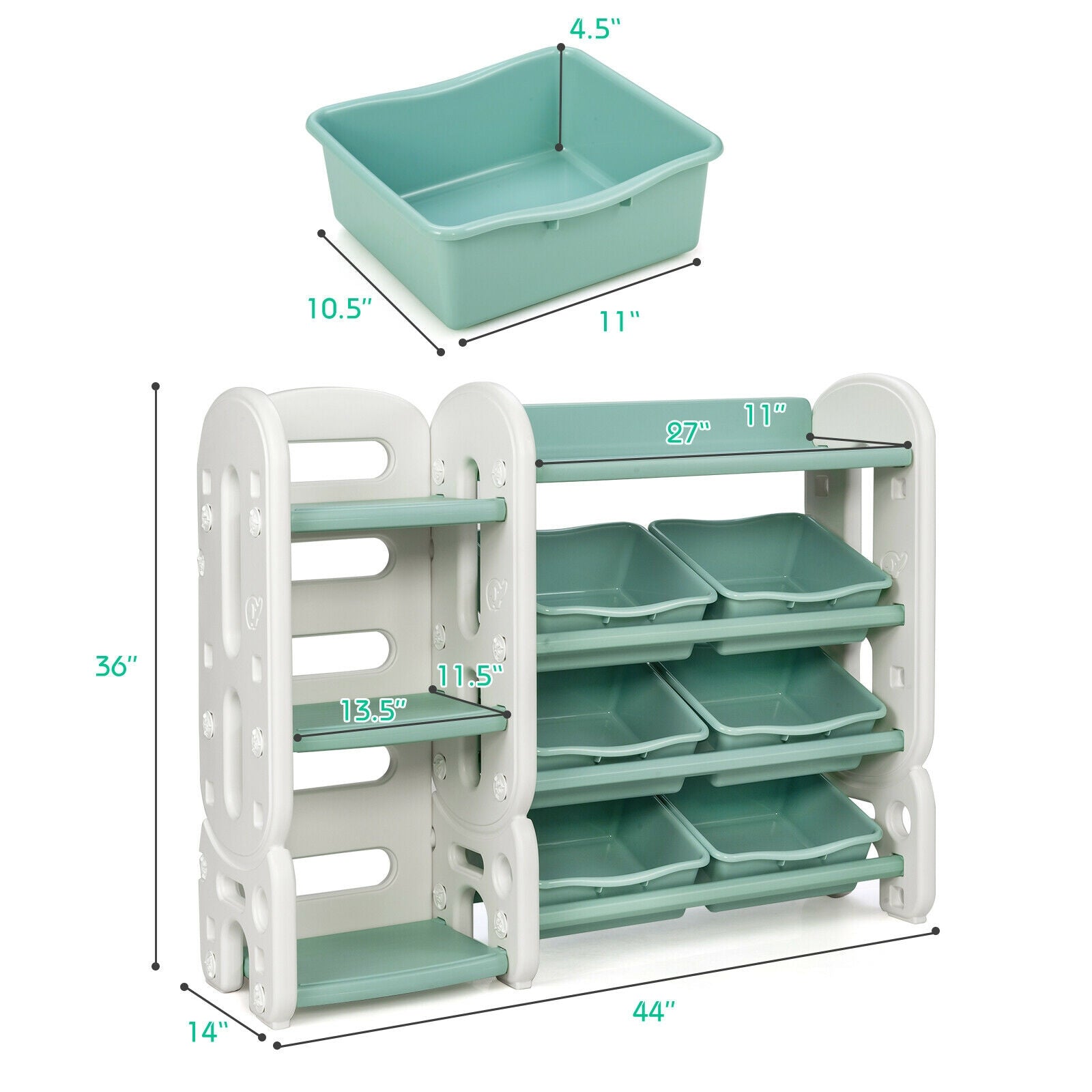 Kids Toy Storage Organizer with Bins and Multi-Layer Shelf for Living room and Playroom