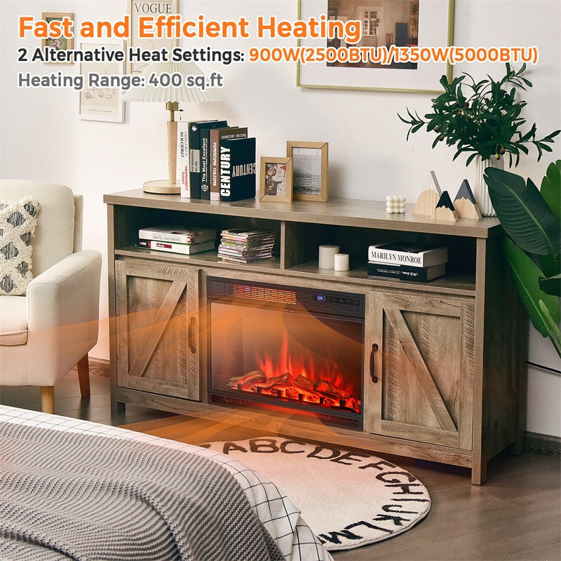 25" Electric Fireplace Insert 1350W Freestanding Recessed Fireplace Heater with Remote Control & 3 Flame Colors