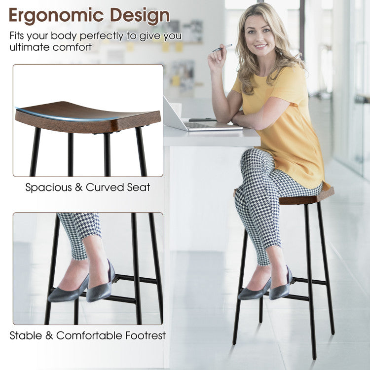 Industrial Saddle Bar Stool with Metal Legs for Kitchen and Bar