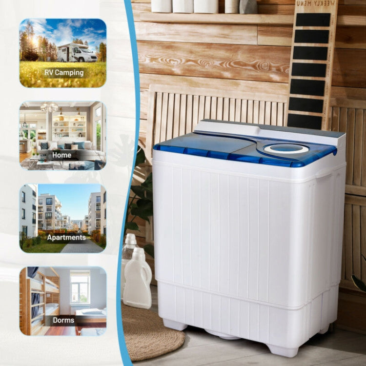 26 lbs Portable Semi-automatic Washing Machine with Built-in Drain Pump