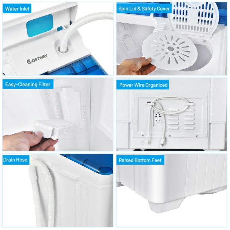 26 lbs Portable Semi-automatic Washing Machine with Built-in Drain Pump