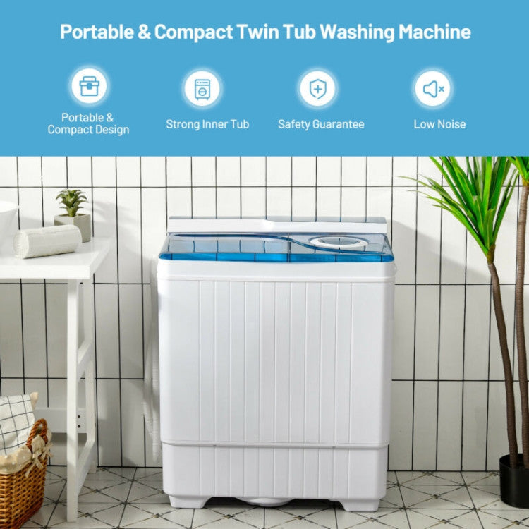 26 lbs Portable Semi-automatic Washing Machine with Built-in Drain Pump