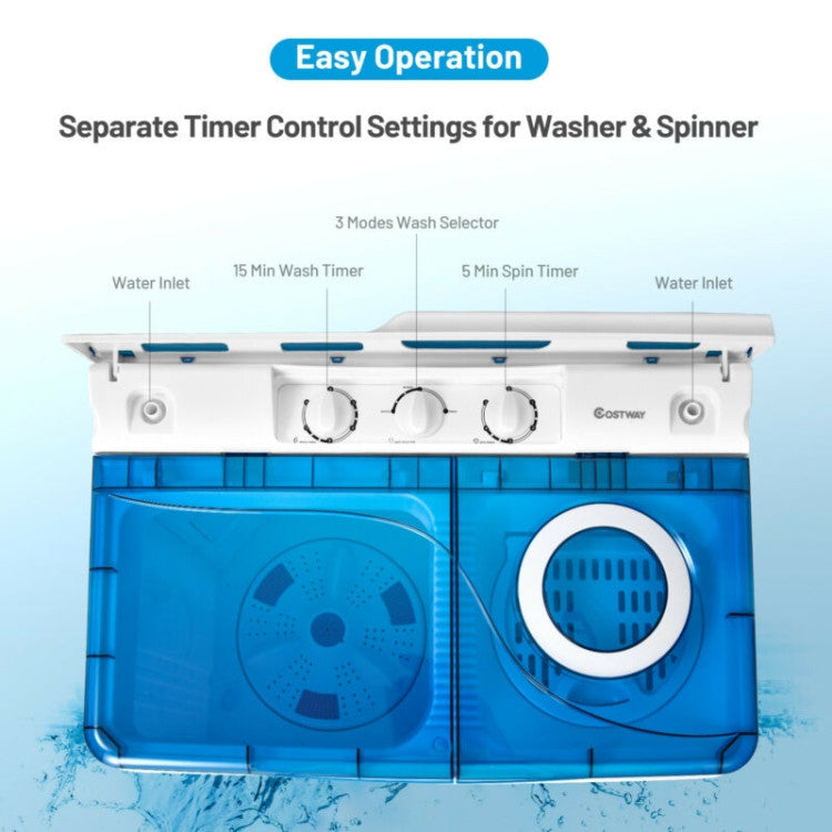 26 lbs Portable Semi-automatic Washing Machine with Built-in Drain Pump