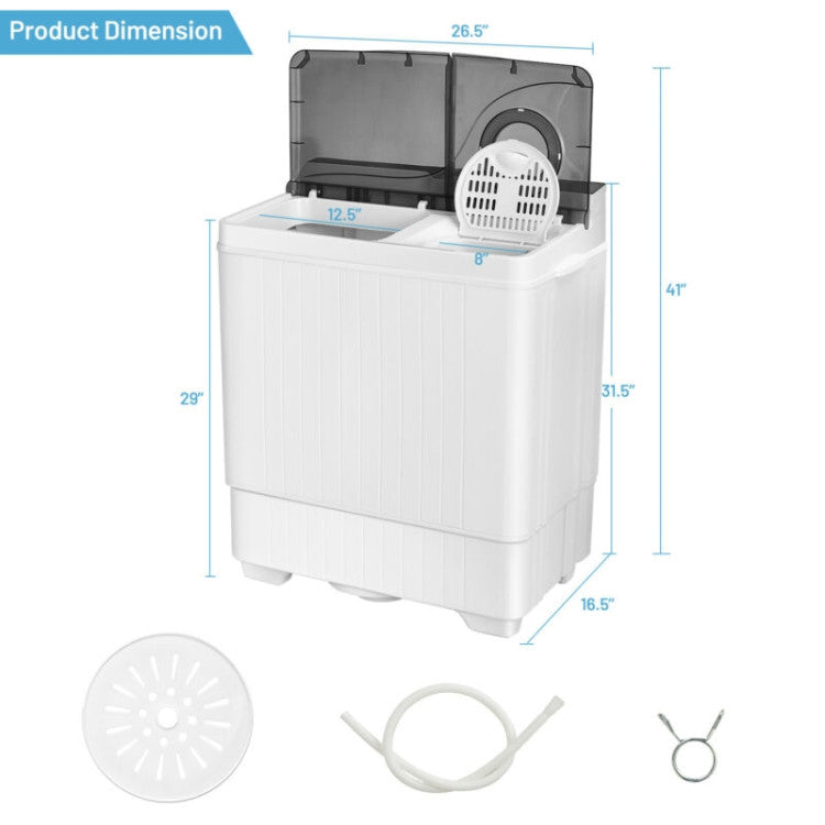 26 lbs Portable Semi-automatic Washing Machine with Built-in Drain Pump