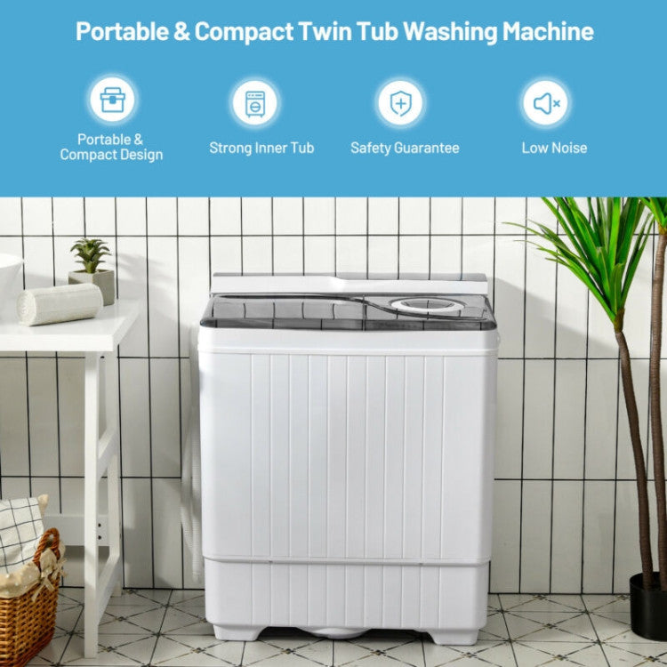 26 lbs Portable Semi-automatic Washing Machine with Built-in Drain Pump