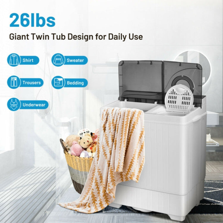 26 lbs Portable Semi-automatic Washing Machine with Built-in Drain Pump